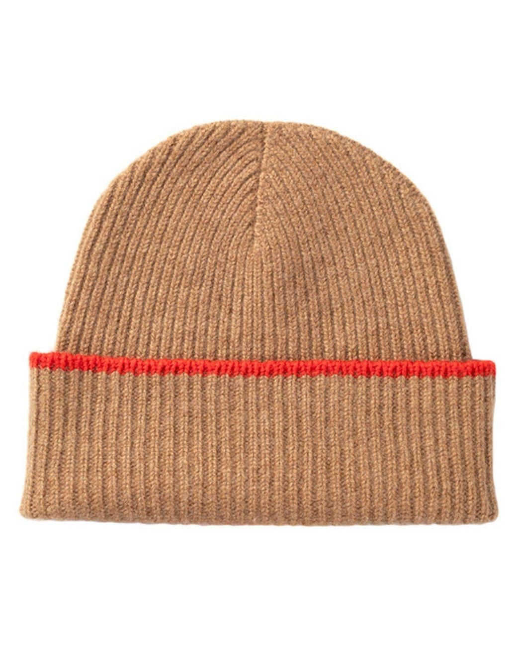Kinalba Brown Neutrals Ladies Vicuna Mid-Weight Ribbed Cashmere Beanie Hat