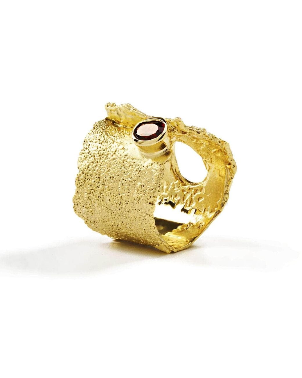 German Kabirski Yellow Otthild Iconic Plated Ring With Natural Garnet