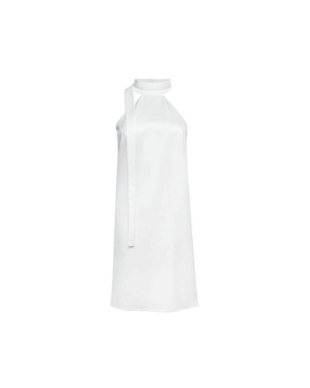 Audrey Vallens White Satin Pussy Bow Mini Dress