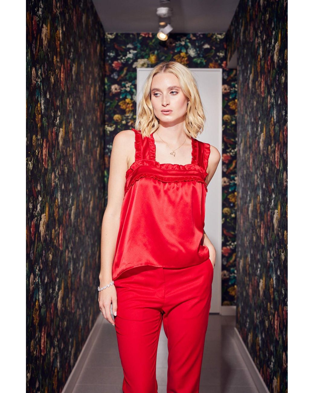 Lindsay Nicholas New York Red Jackie Criss Cross Top