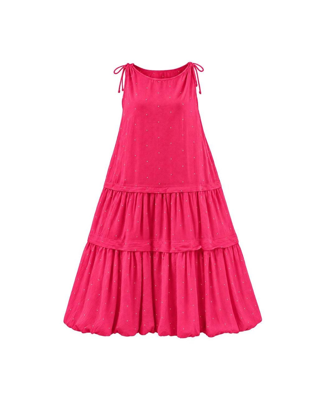 Adrift Clothing Pink Millie Reversible Bubble Hem Dress