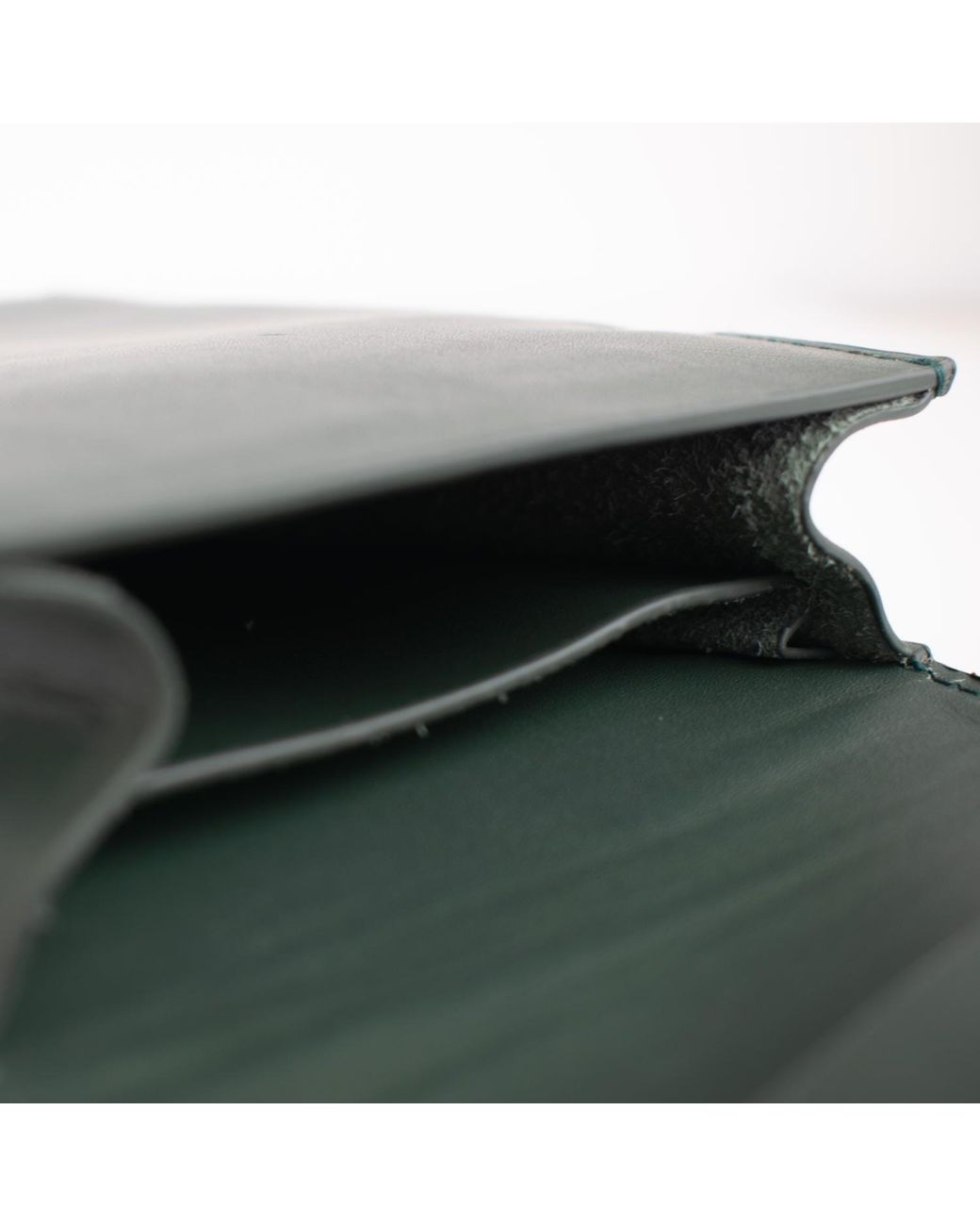 godi. Green Handmade Adjustable Leather Phone Bag With Pocket