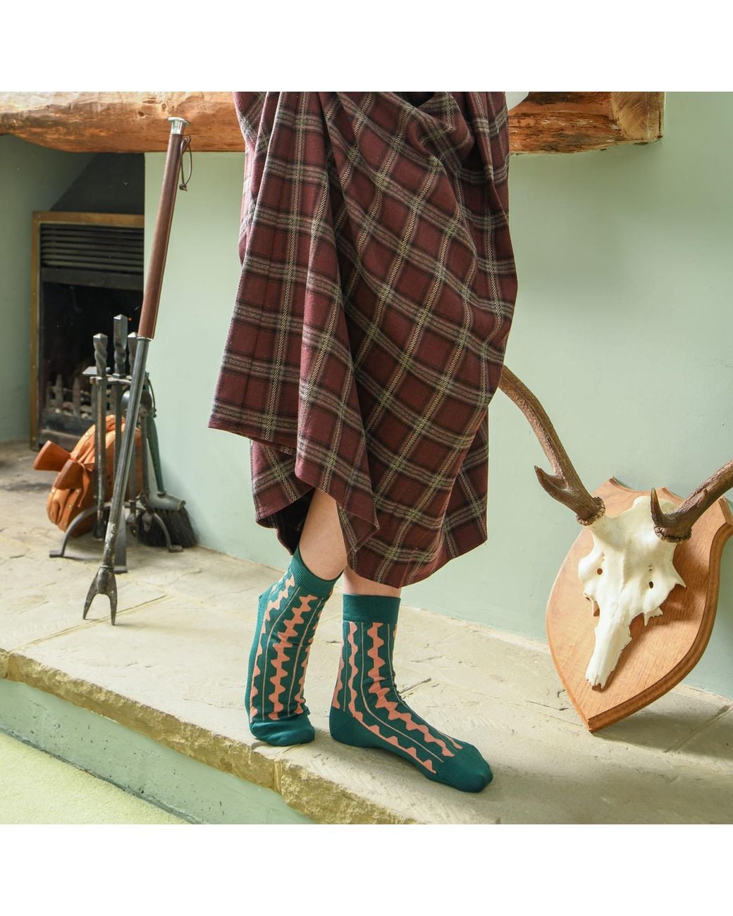 Peper Harow - Made in England Green Groove Socks –