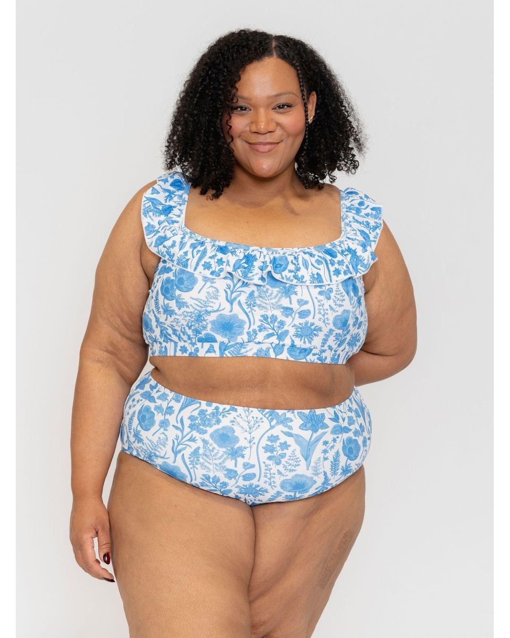 Lime Ricki Swimwear Blue Botany High-Waist Bottom