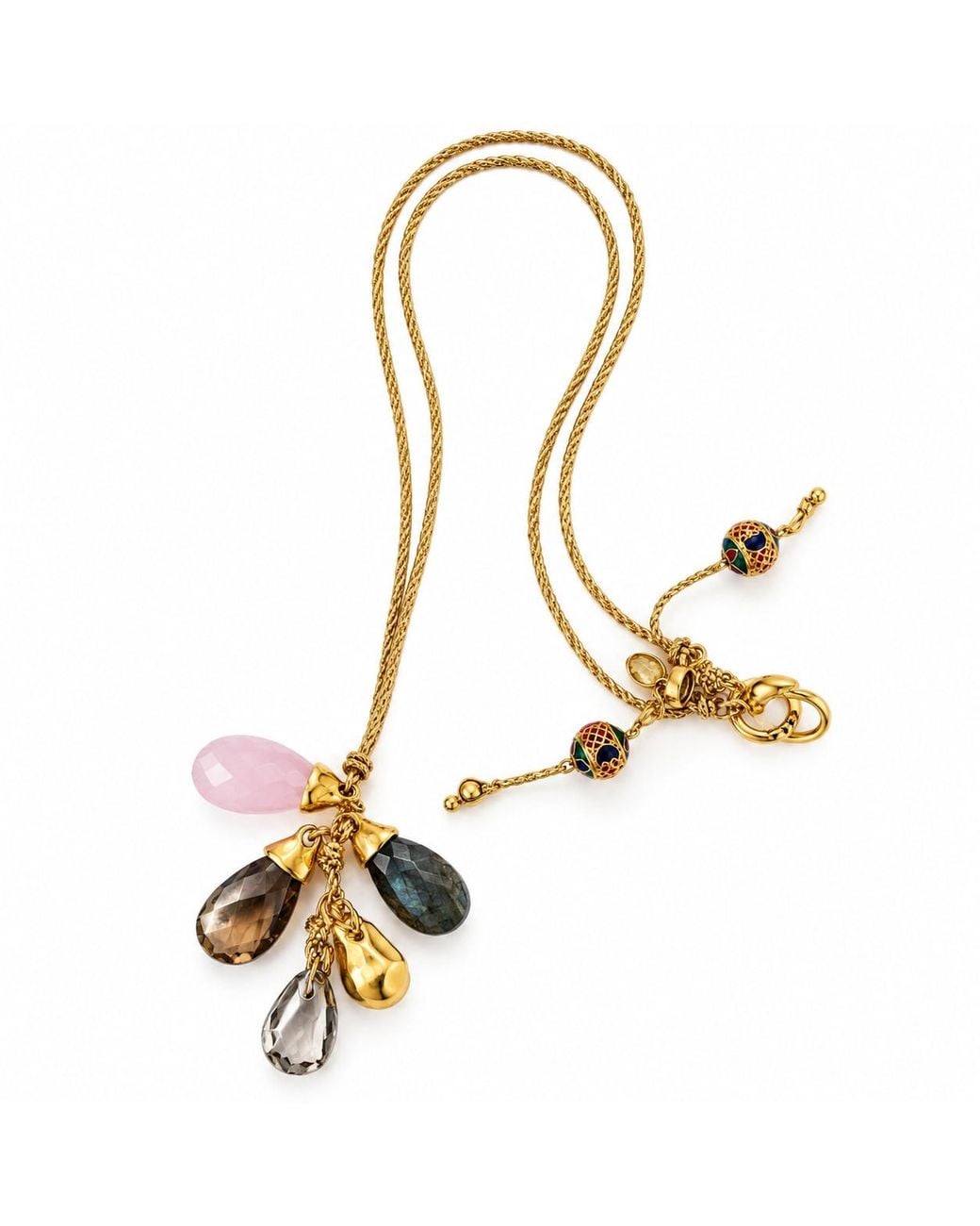 Persia Dona Jewelry Metallic Gems On A String Necklace