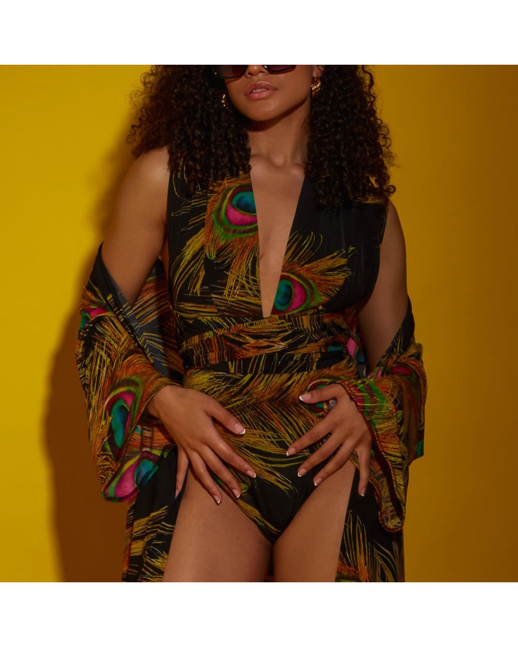 ROSIE BILLINGTON Green Peacock Multi-Way Swimsuit