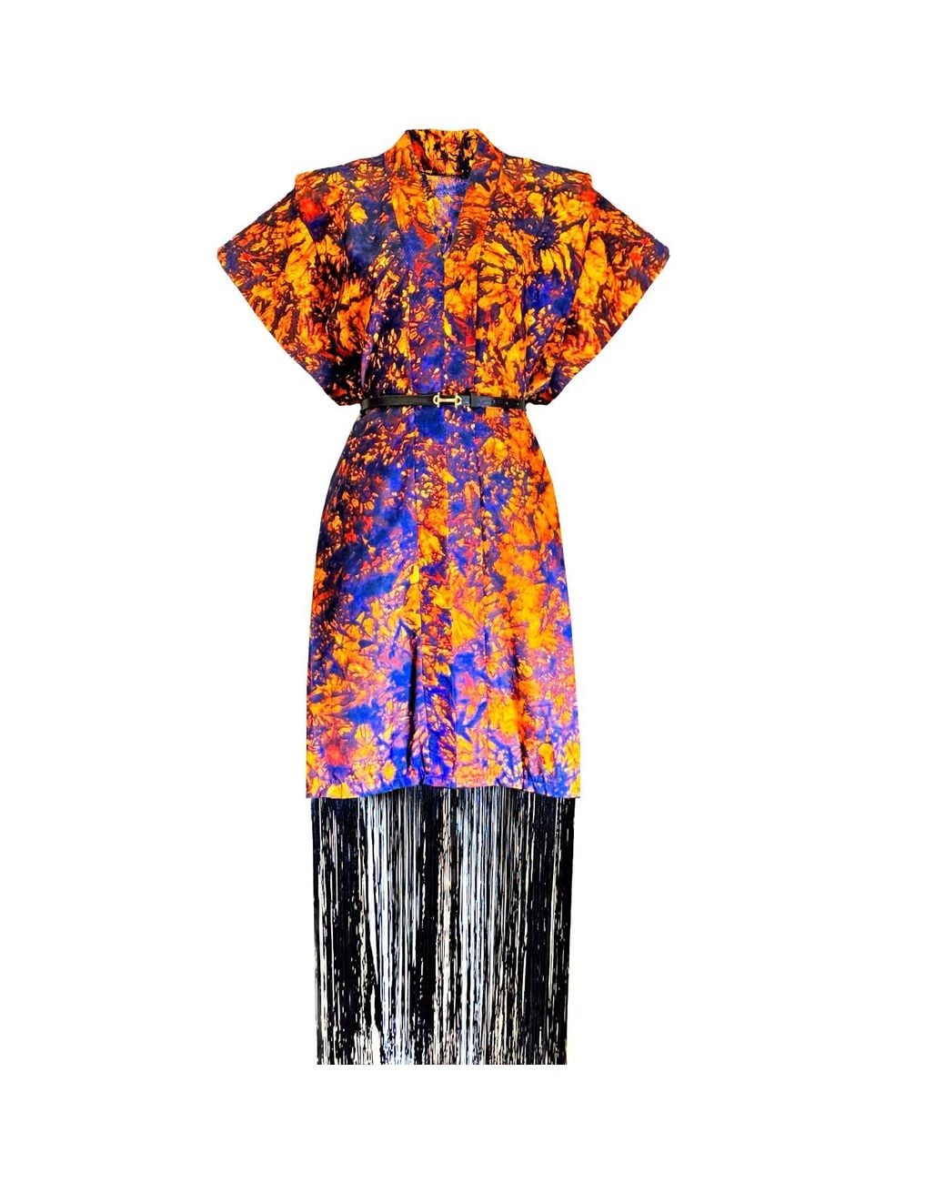 Chuks Collins Multicolor Ajah Kimono-Inspired Oversized Batik Maxi Dress
