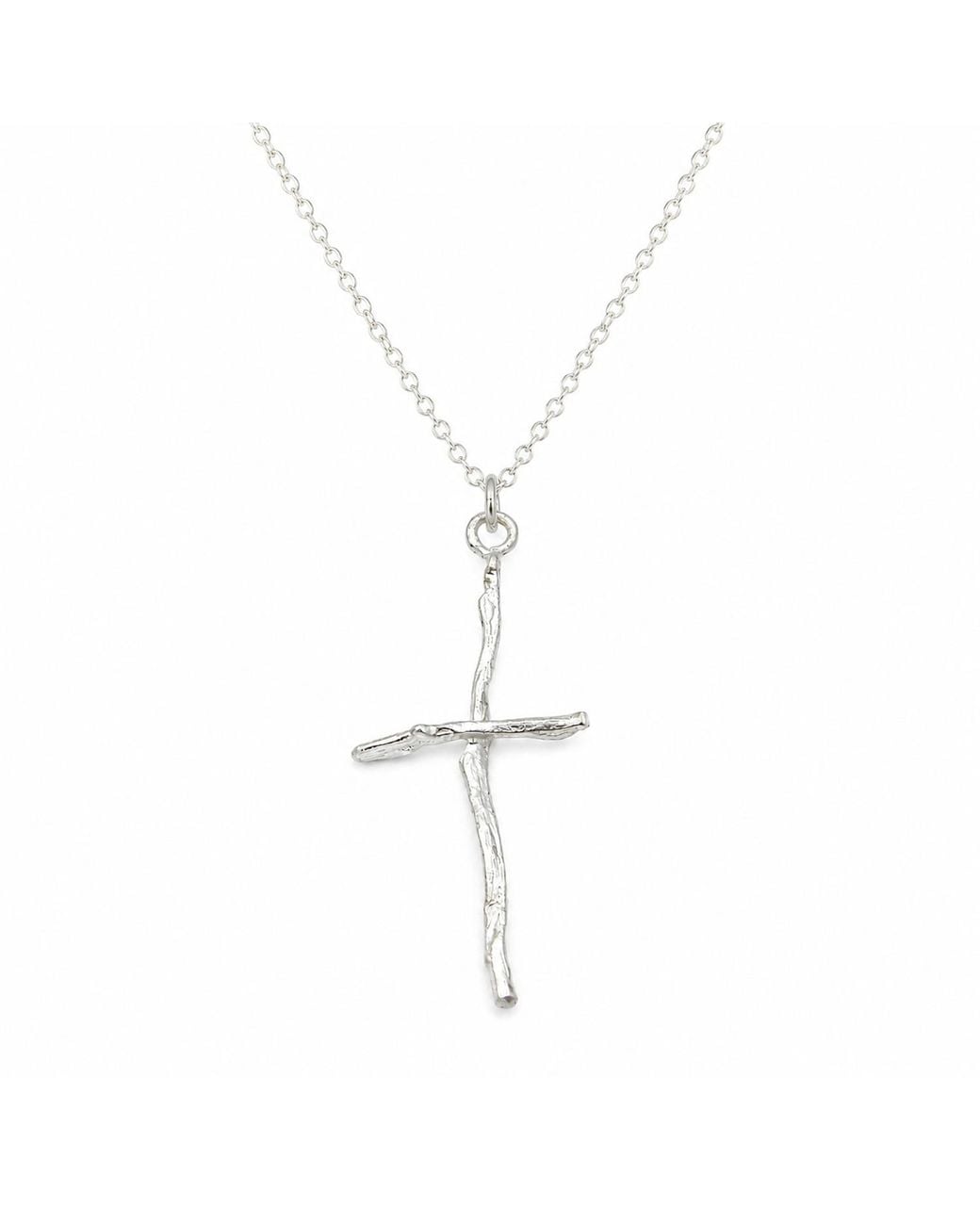 Mother Nature Jewelry Metallic Cross Branch Necklace, Handmade Tree Pendant
