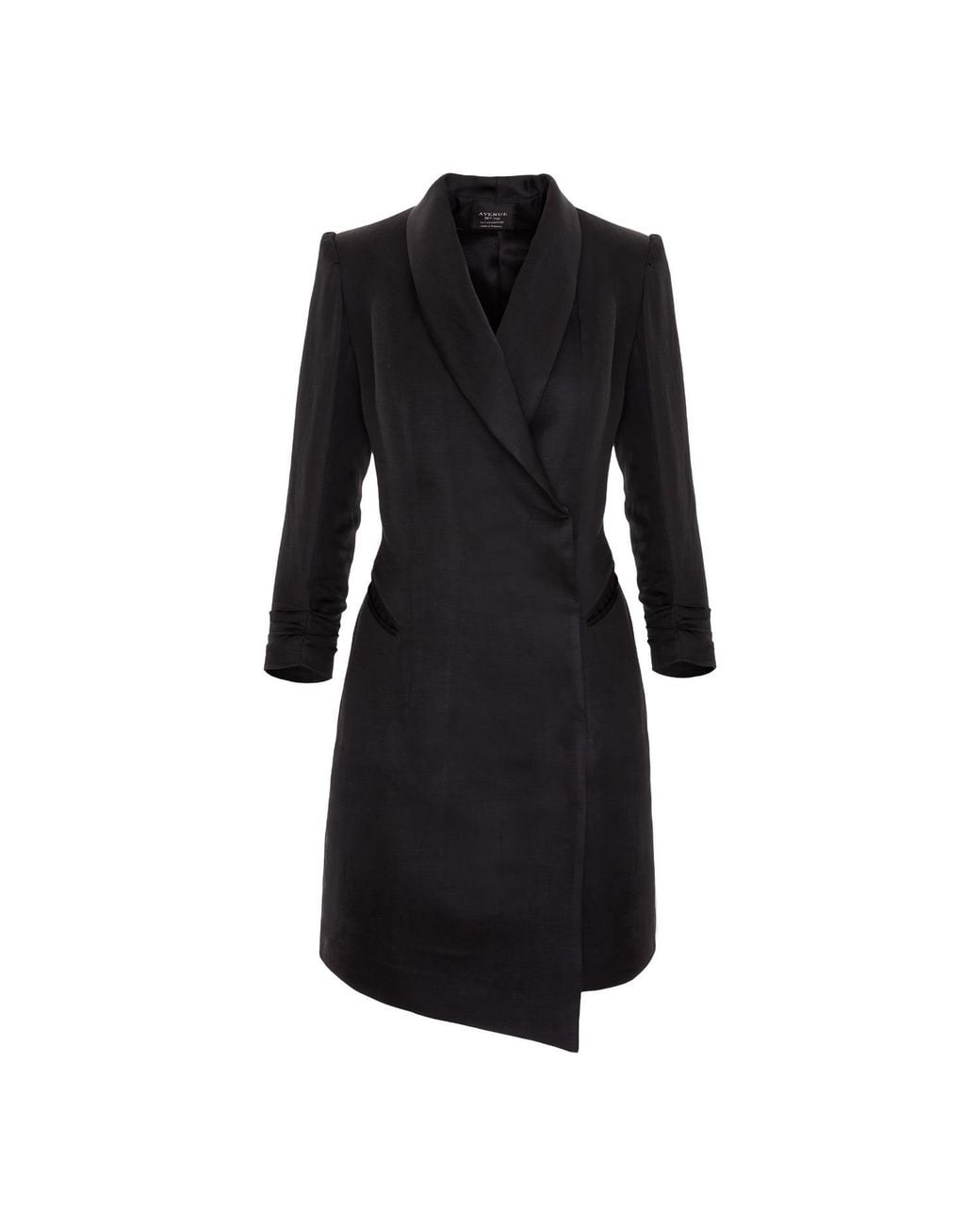 AVENUE No.29 Black Asymmetric Linen And Rayon Blazer Dress