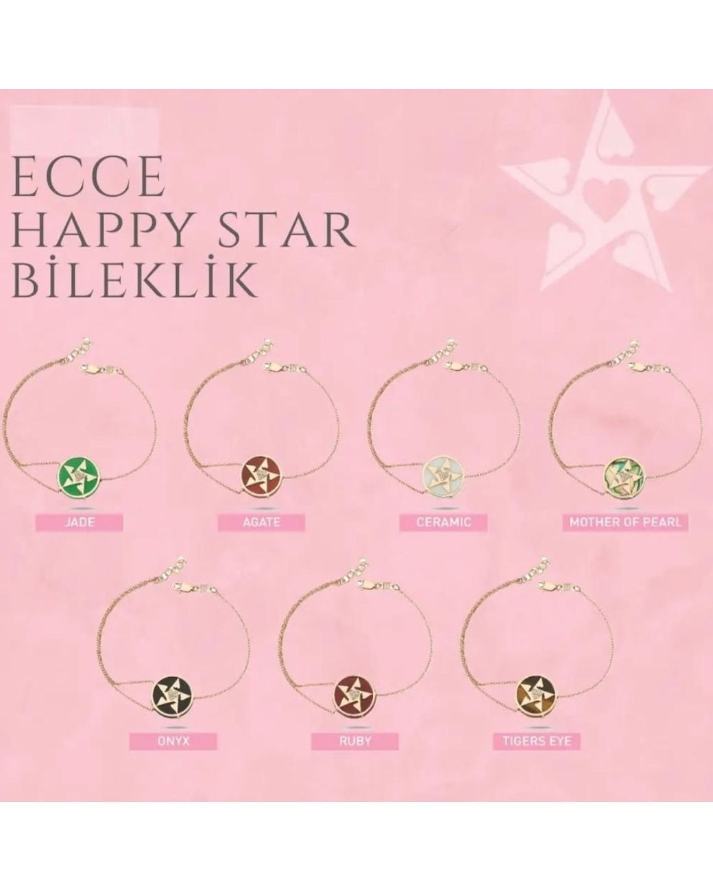 Ecce | Artisan Diamonds Metallic 14K Solid Happy Star Heart Diamond Bracelet