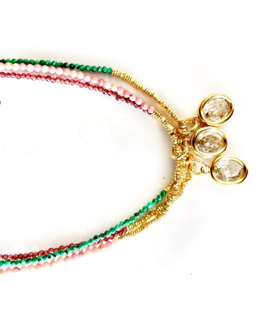 Persia Dona Jewelry Metallic Gemstones X Oval Crystal Necklace