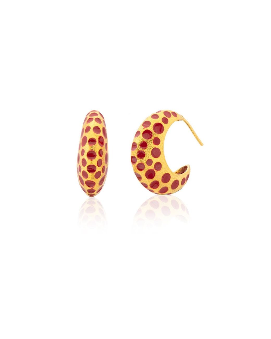 Milou Jewelry Red Perforated Hoop Earrings