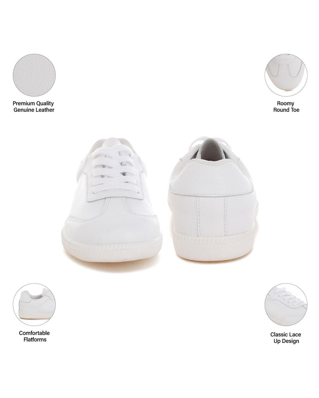 Rag & Co White Bostonia Real Leather Casual Sneakers