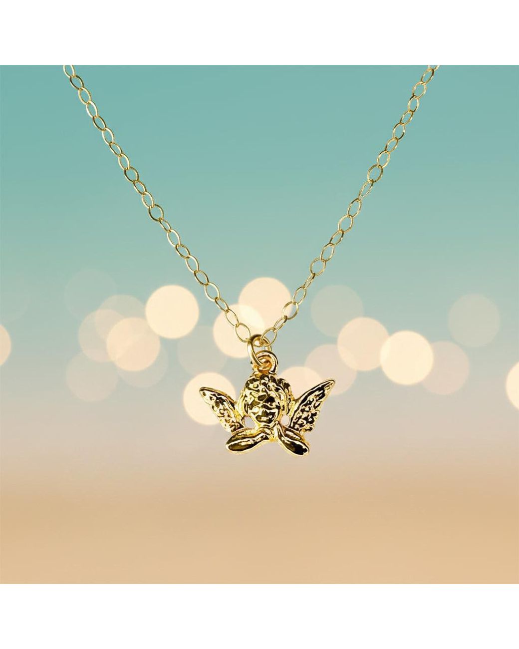 Lexi Jewelry Metallic Golden Angel Charm Necklace