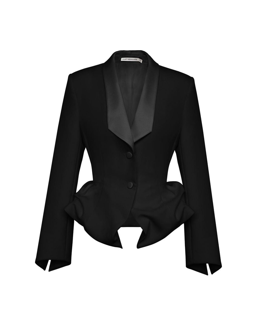 POST MERIDIEM Black Jacket With An Airy Peplum