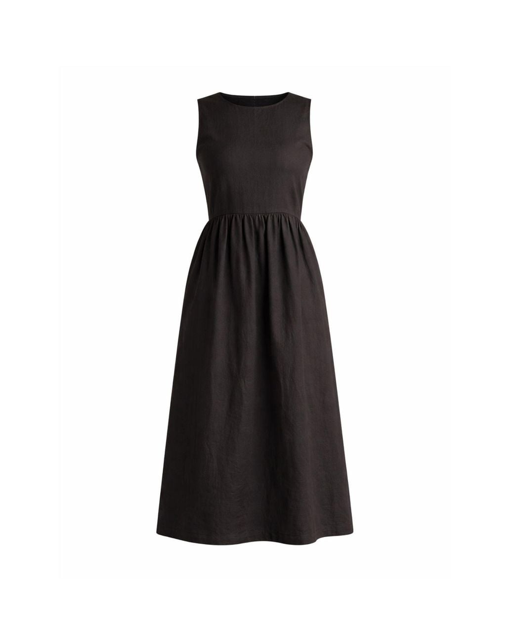 Nikka Place Black Maternity Linen Midi Dress With Pockets For Summer