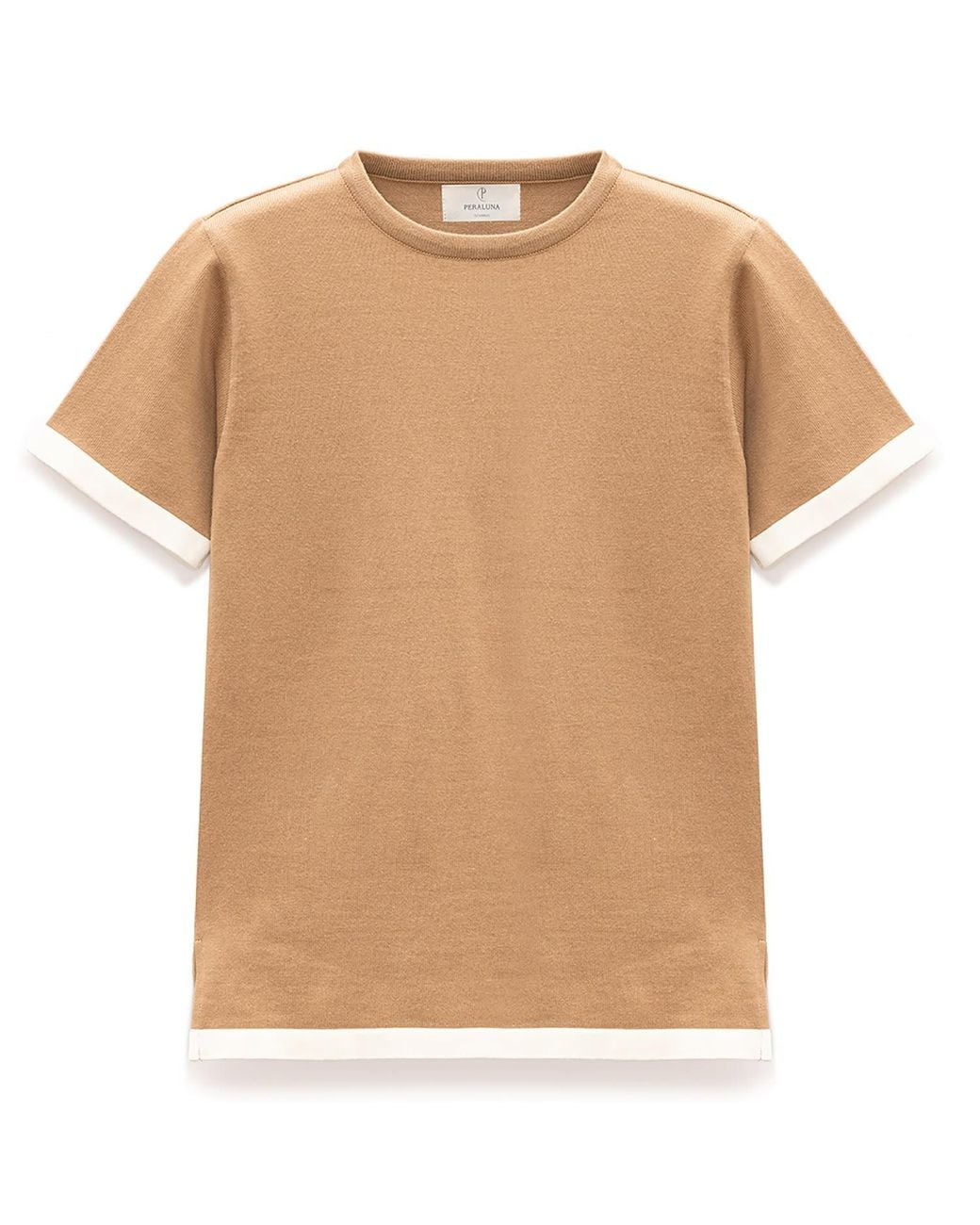 Peraluna Brown Rumi Knit Slit Cotton Blouse