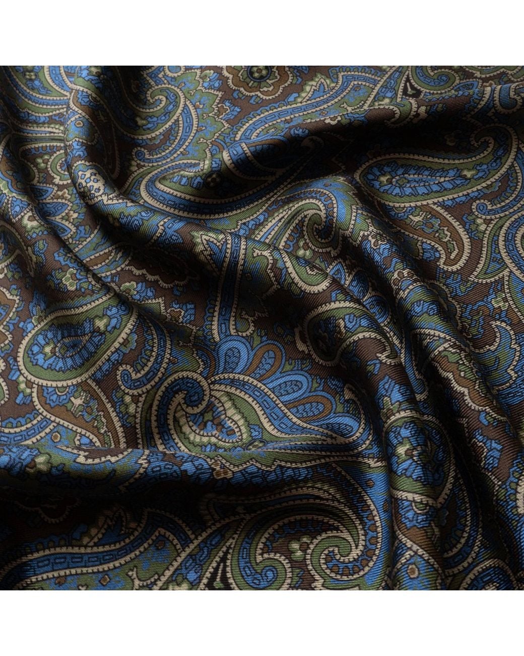 Otway & Orford Blue 'Cypress' Paisley Silk Pocket Square for men