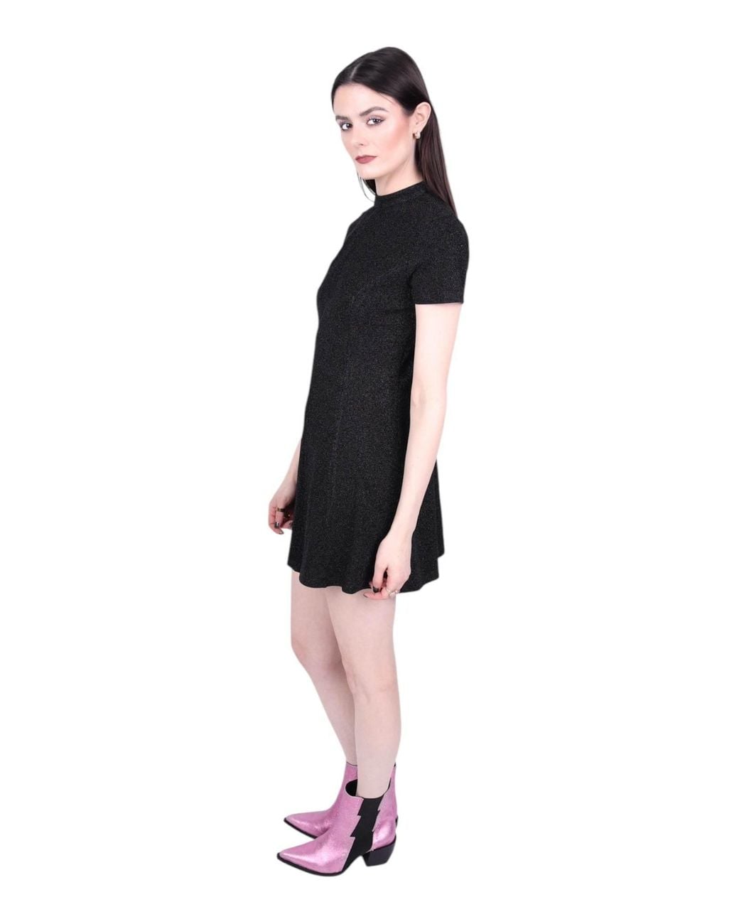 Any Old Iron Black Shiny Short Mini Dress