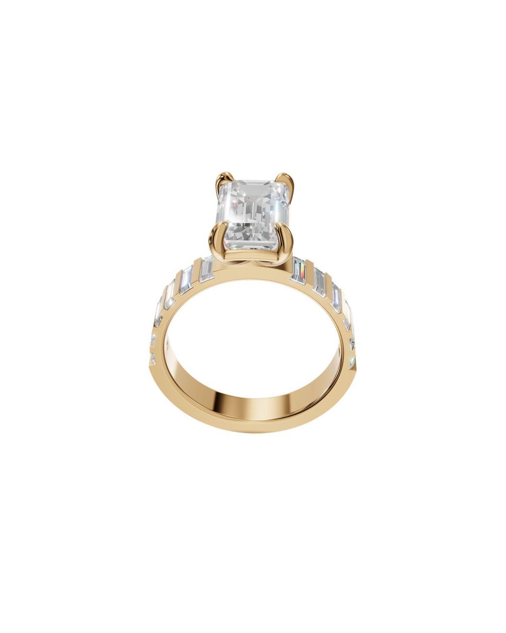 Aya Fine Jewelry Metallic 4 Carat Igi Certified Emerald Cut Lab Grown Diamond Engagement Ring