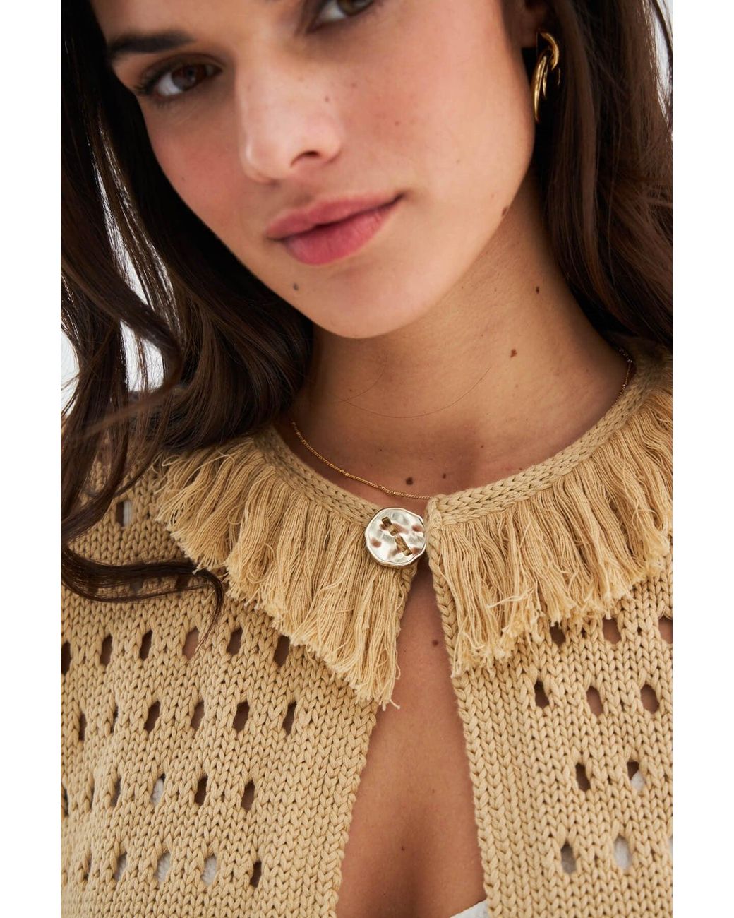 Peraluna Natural Miyoki Knitted Crop Cardigan & Shorts Matching Set