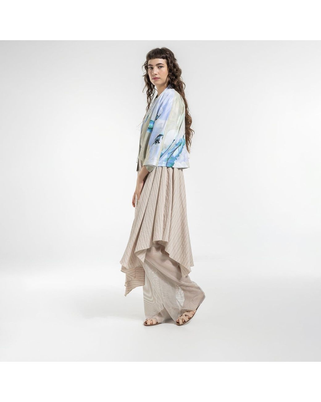 ARTISTA Natural Neutrals Move Asymmetric Midi Skirt