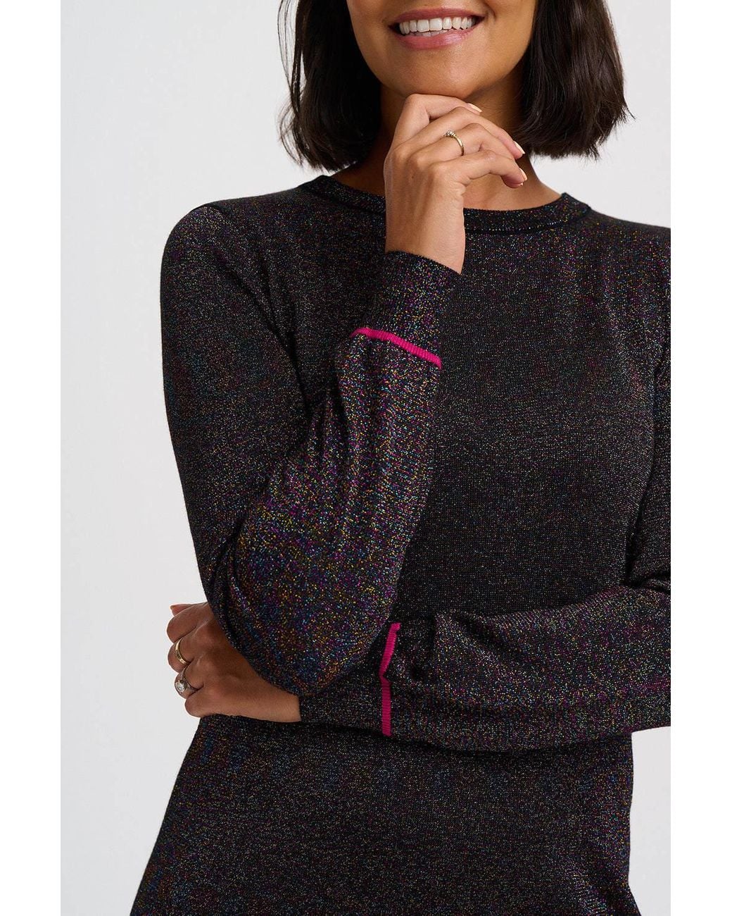 Sugarhill Black Kyra Sparkly Knitted Short Dress