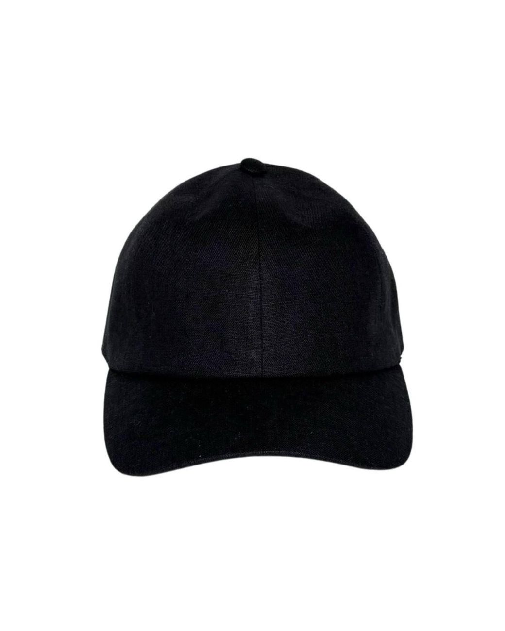 Cachemio Black Deep Minimalist Linen Baseball Cap for men