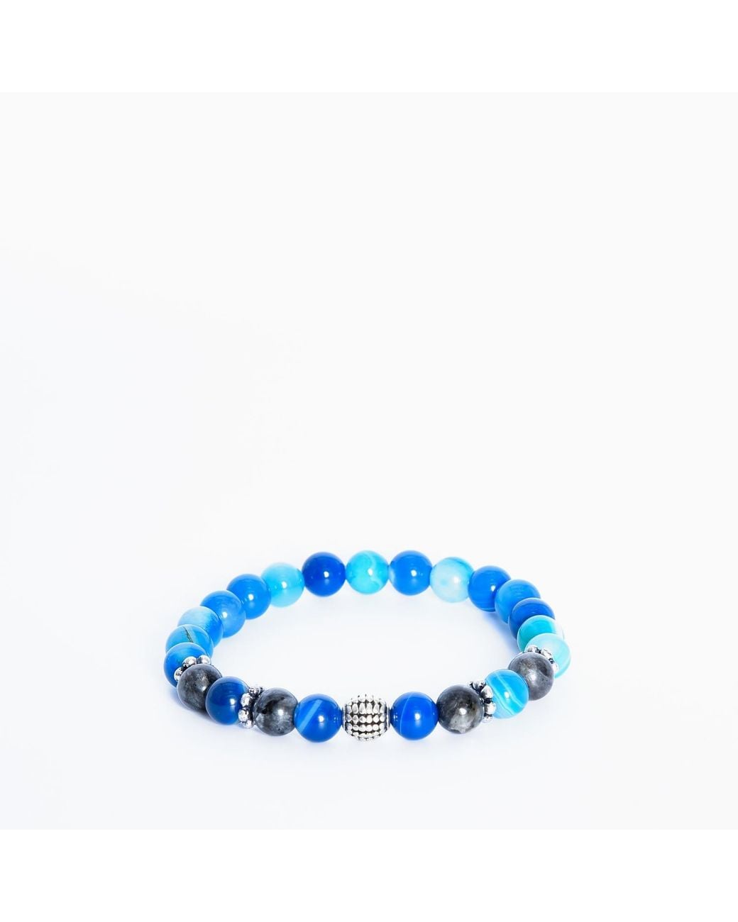 Addicted Blue Wealth Sterling Bracelet With Labradorite & Jade for men