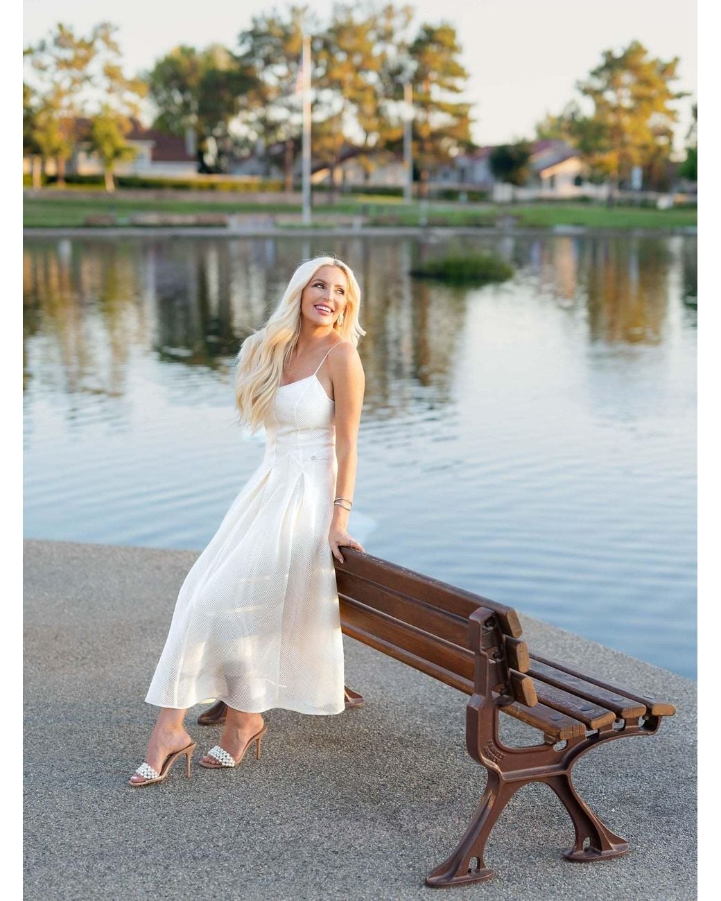 Luna Fashion House White Ivory Midi Dress, Nela