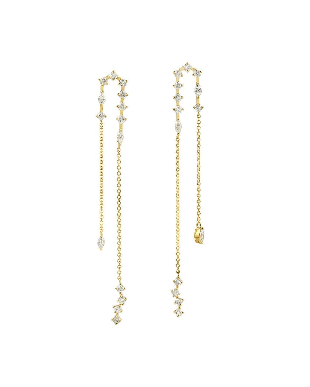 Artisan Metallic Natural Diamond Chain Dangle Earrings