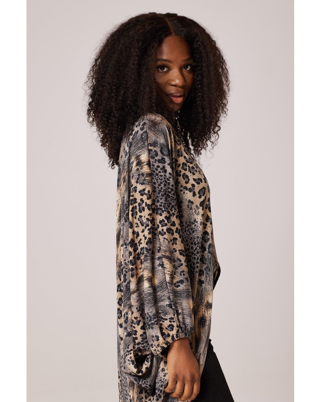 Lioness by Tf Gray Glitter Leopard Long Tunic