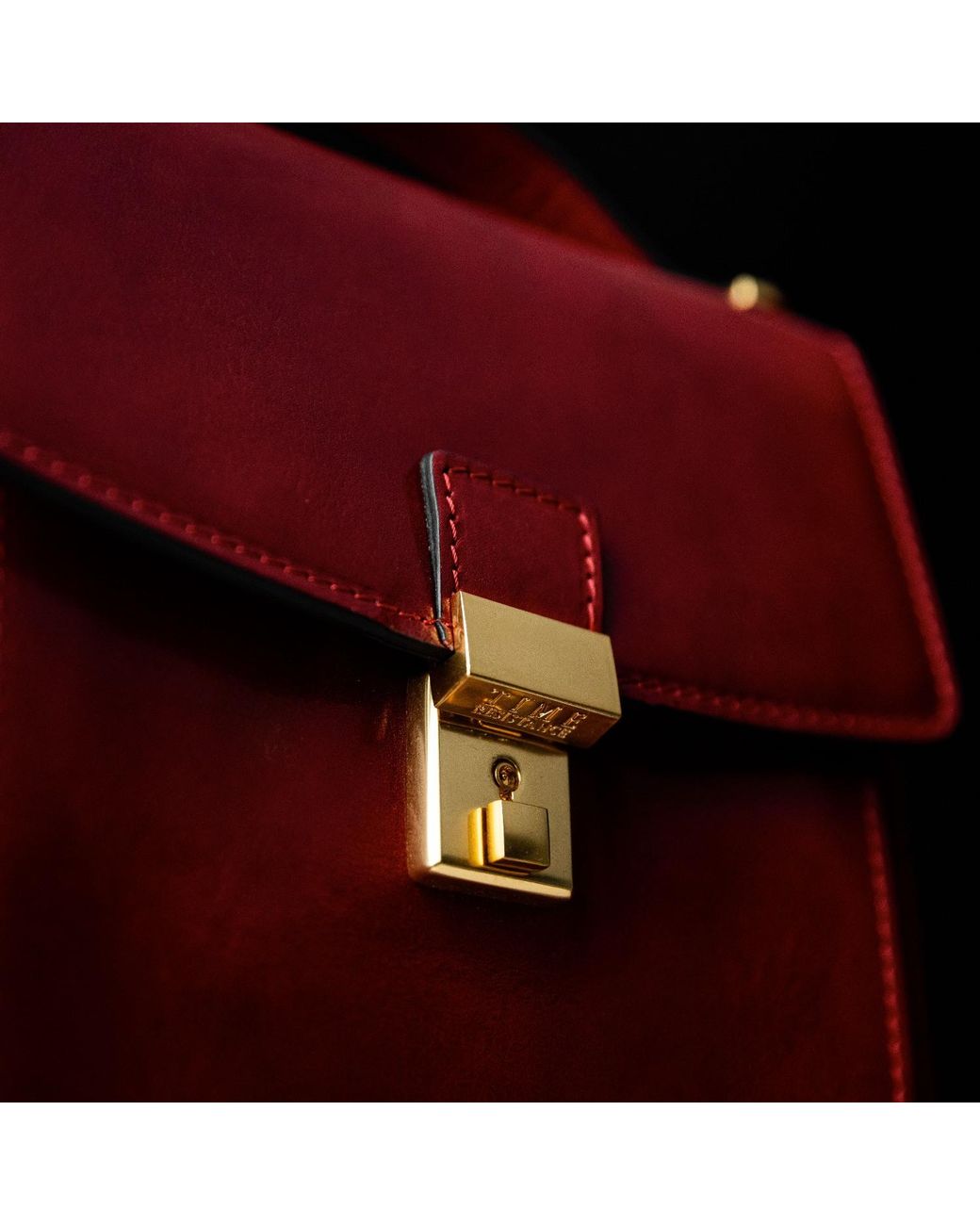 Time Resistance Red Small Leather Briefcase For