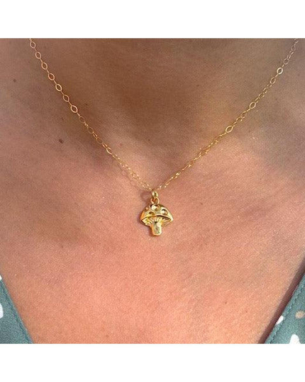 Lexi Jewelry Metallic Earthy Mushroom Necklace
