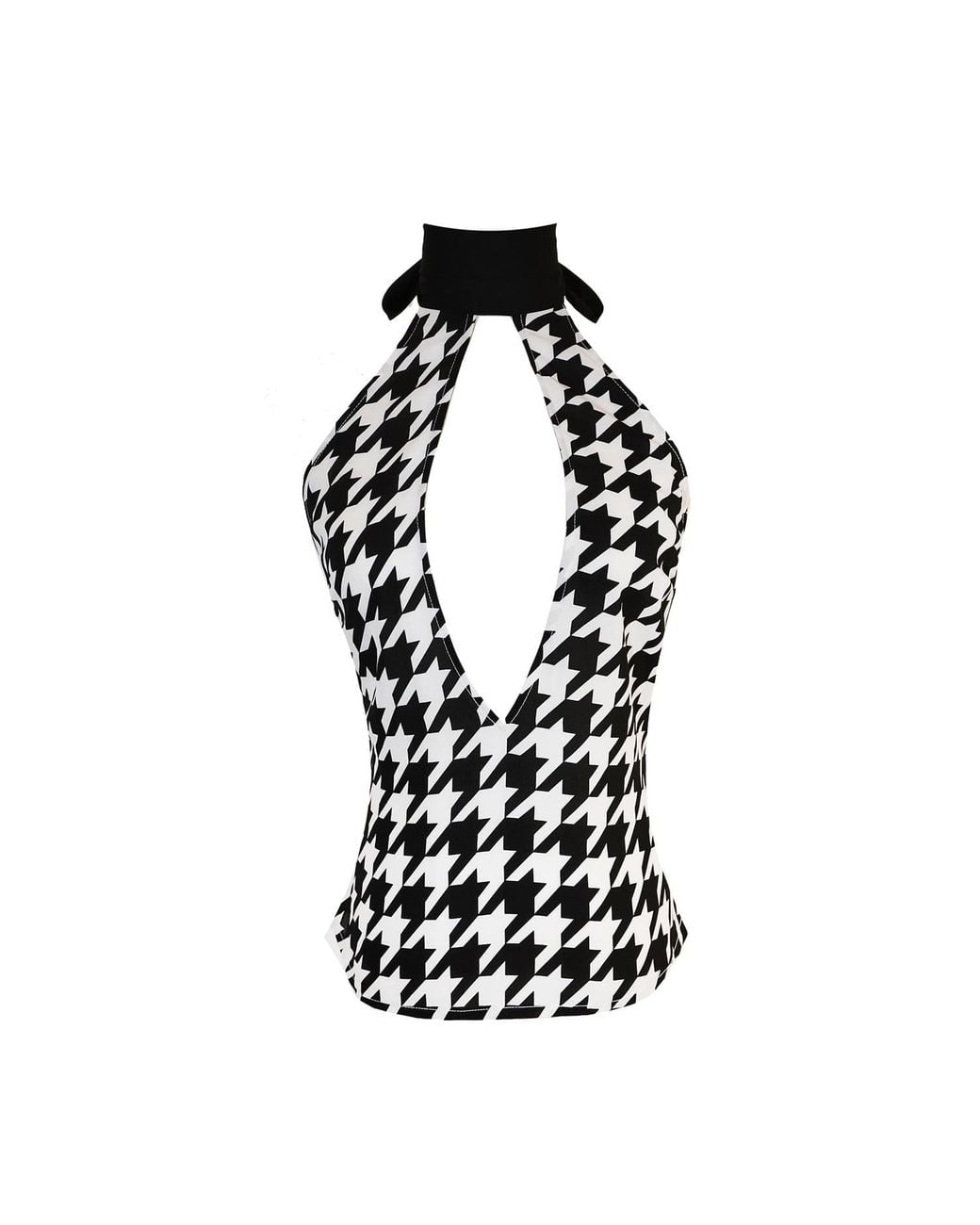 Ak Royalty Resortwear Black Capri Top Houndstooth