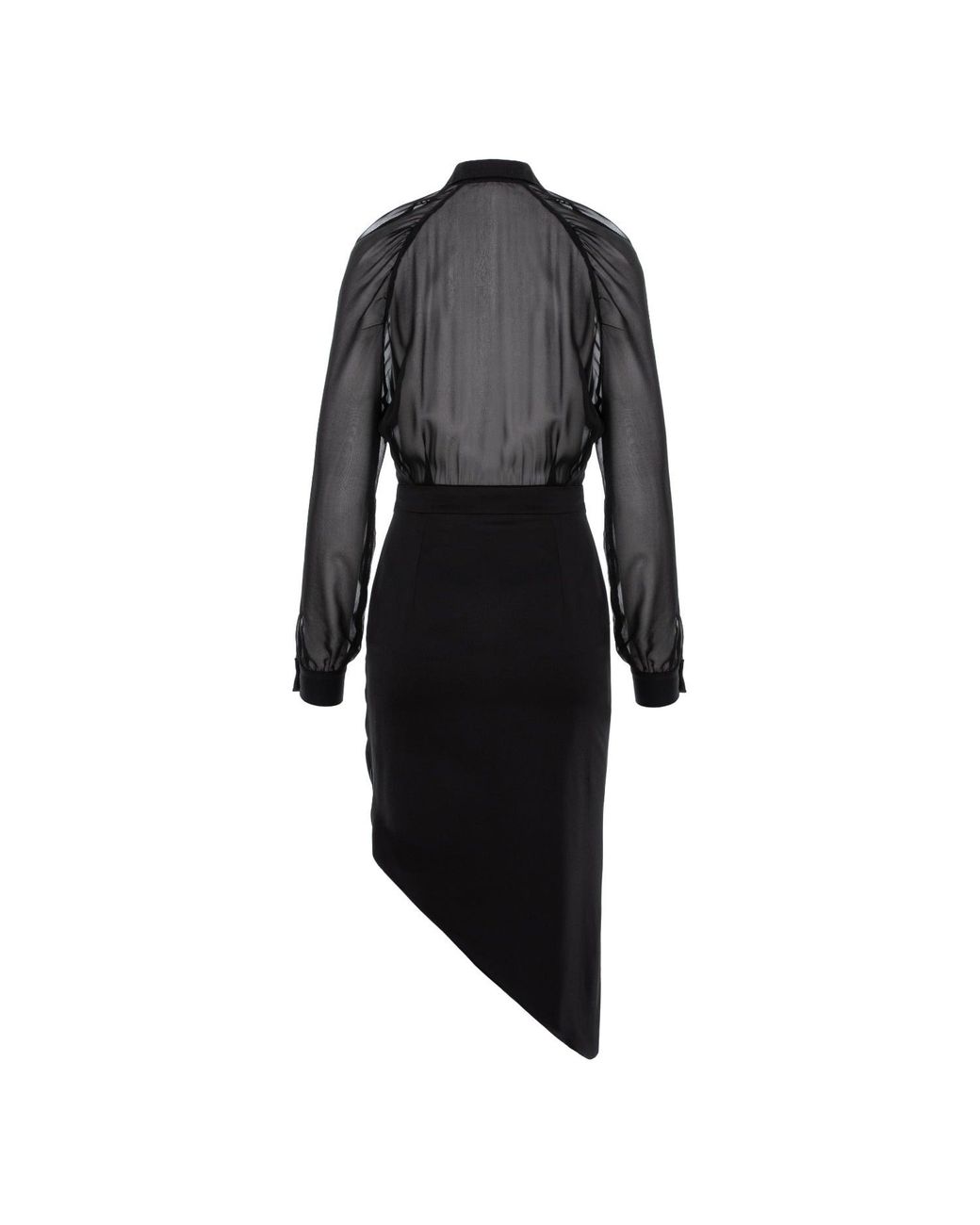 AVENUE No.29 Black Raglan Sleeve Silk Shirt Dress With Side Gathering