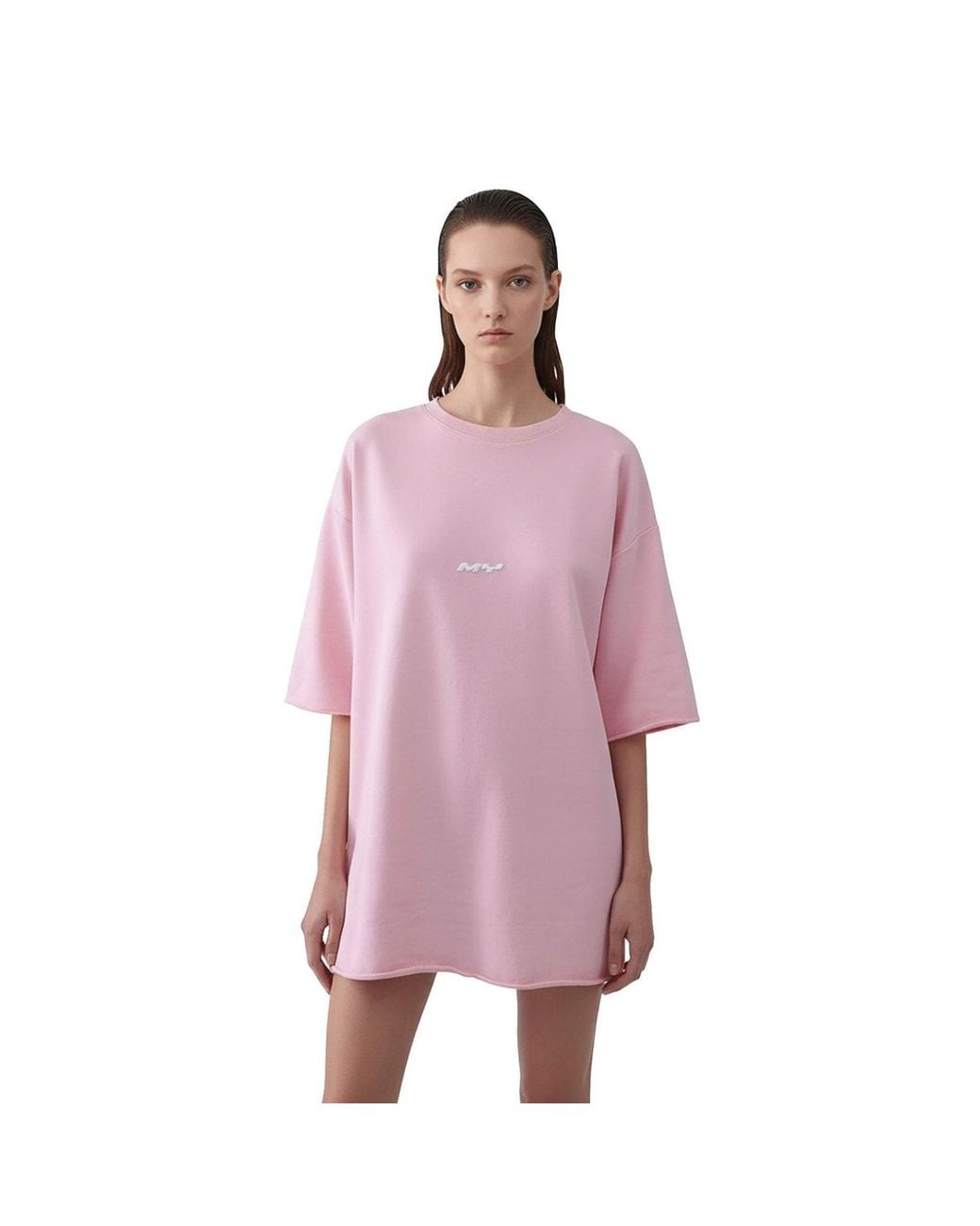 mysimplicated Pink Oversized T-Shirt With Overthink Club Design W