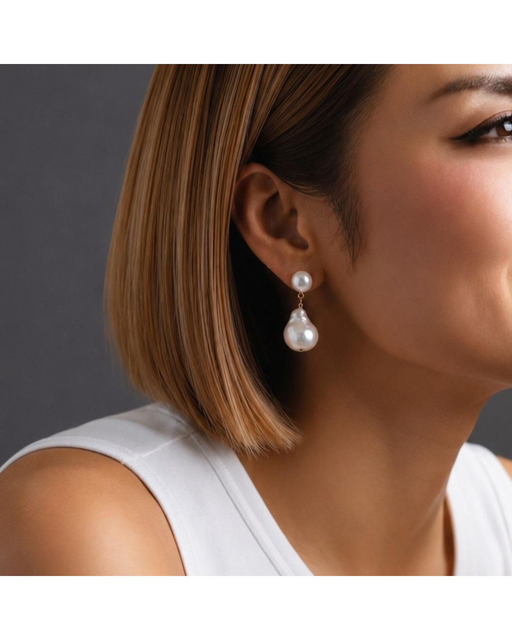 VIEA Metallic Cecily Baroque Pearl Earrings