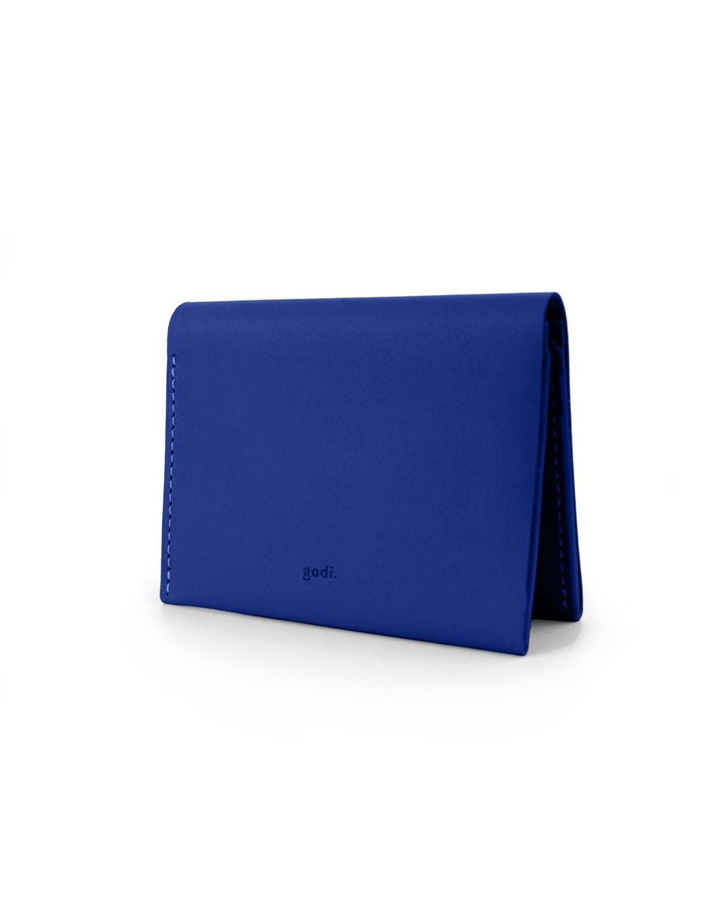 godi. Blue Handmade Bifold Leather Wallet