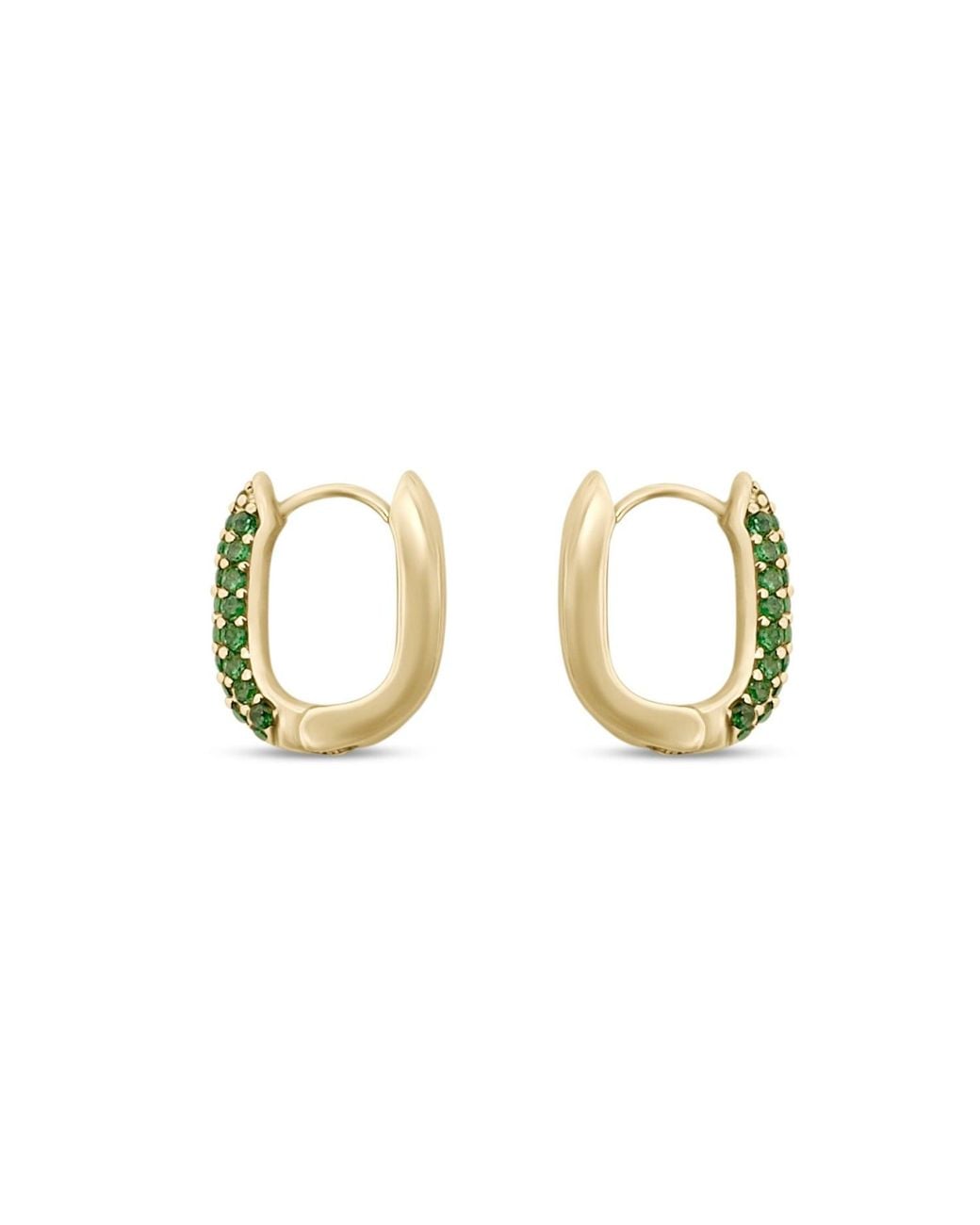 Clemence Wren Metallic Oval Pave Gemstone Huggie Earrings