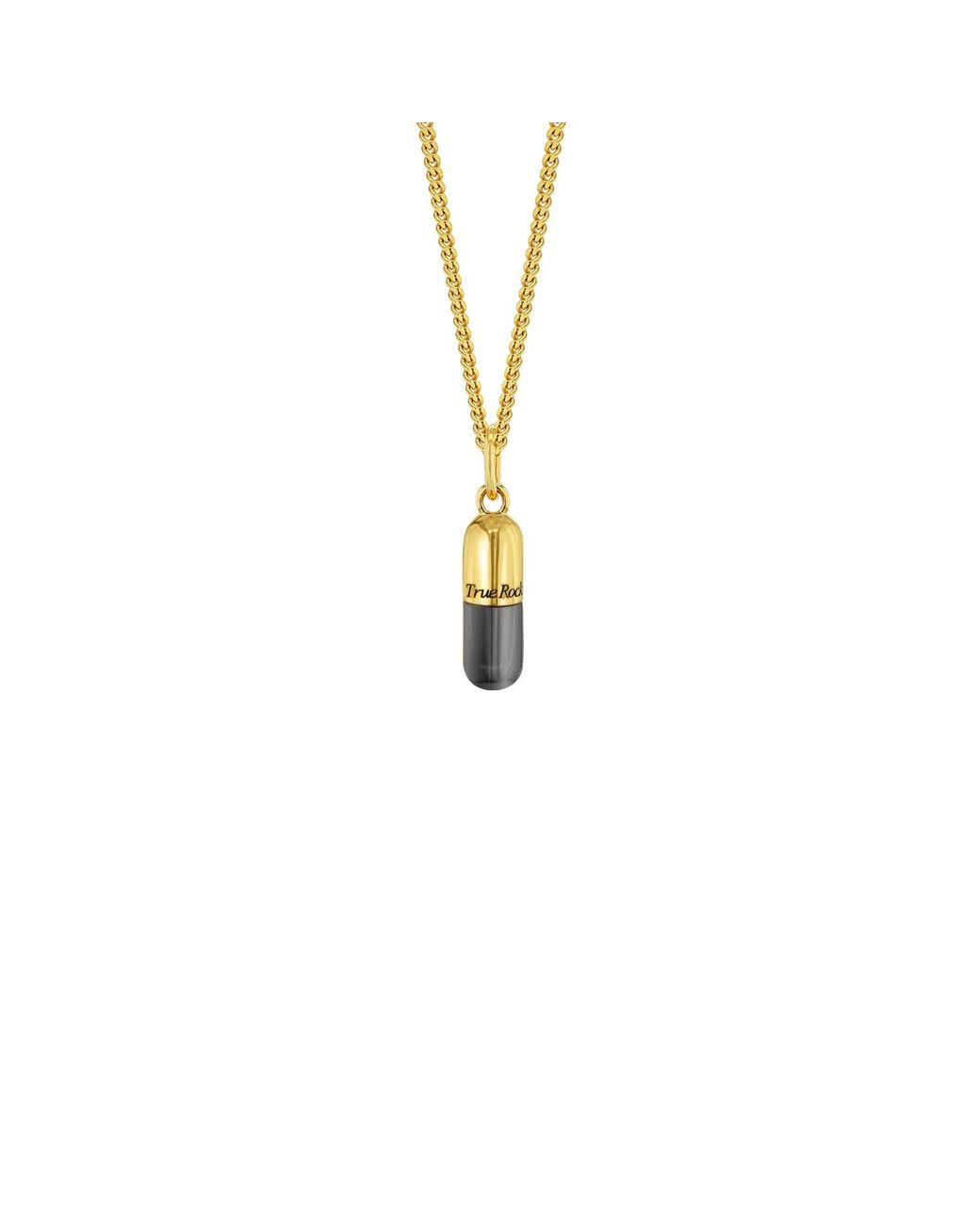 True Rocks Metallic 2 Tone Gun Metal & 18kt Gold-plated Small Pill Pendant for men