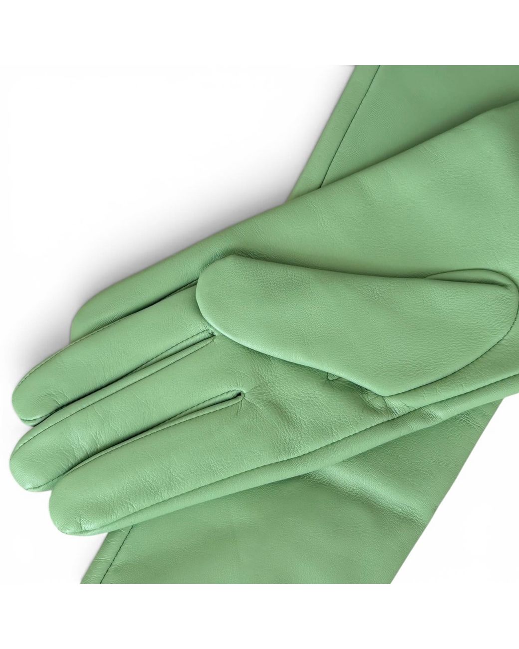 HIGH HEEL JUNGLE by KATHRYN EISMAN Green Milana Opera-Length Leather Gloves