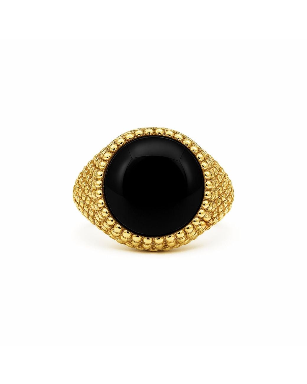 Unaloe Metallic Sterling- Plated Shield Ring With Luminous Onyx