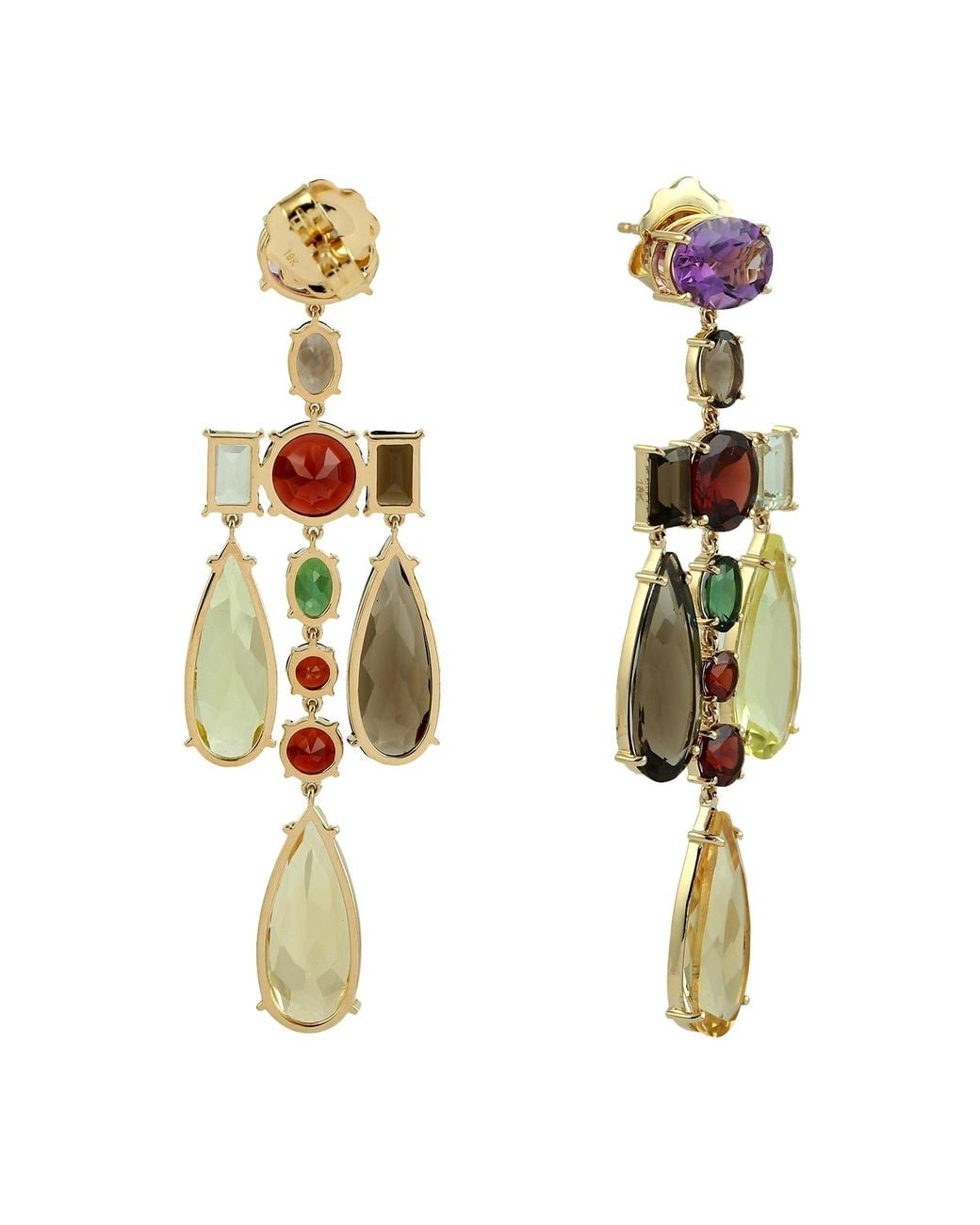 Artisan Metallic Gemstone Chandelier Earrings