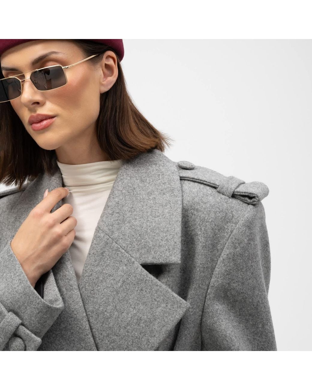 Mandragora Gray Double Breasted Wool Coat With Belt Rove