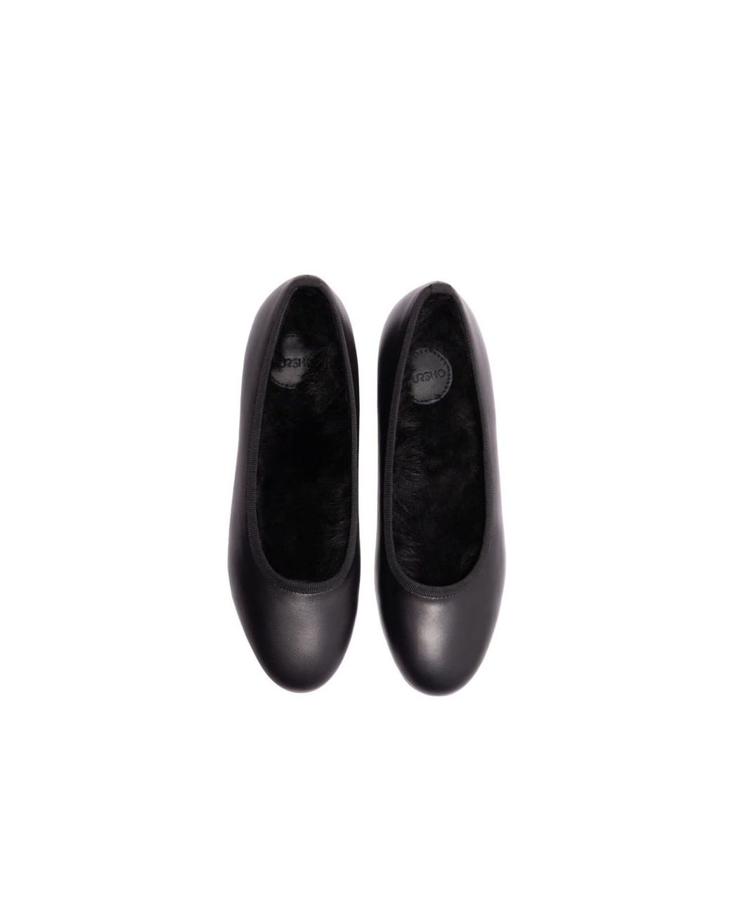 Fursho Black Classic Shearling-Lined Ballerinas