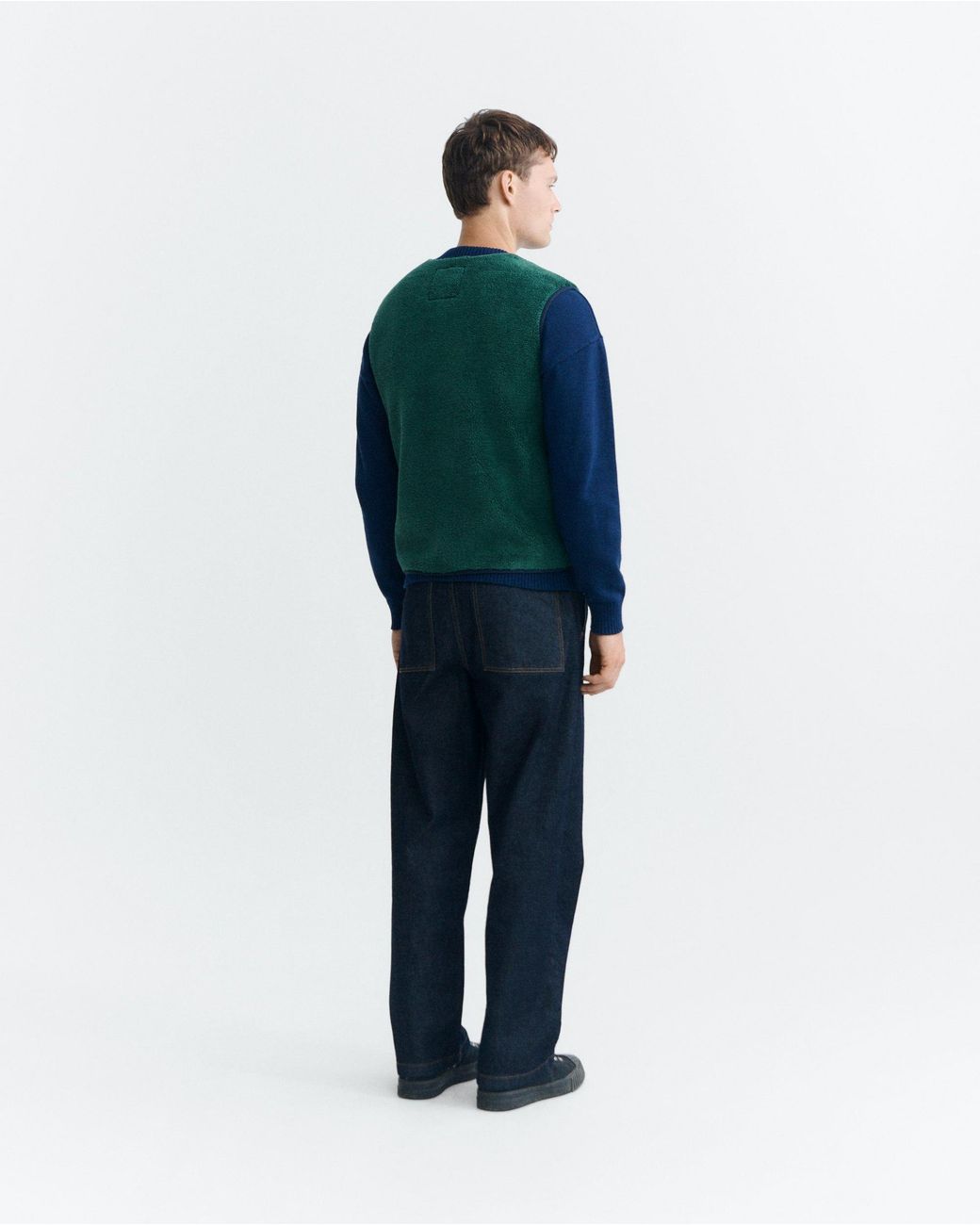 Thinking Mu Green Troy Shearling Vest for men