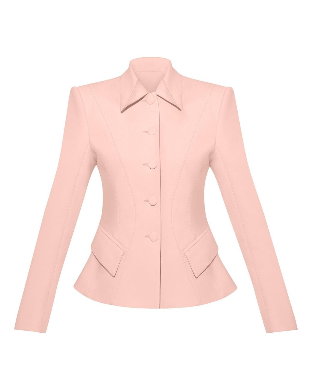 Tia Dorraine Pink Button Up Collarless Blazer Jacket