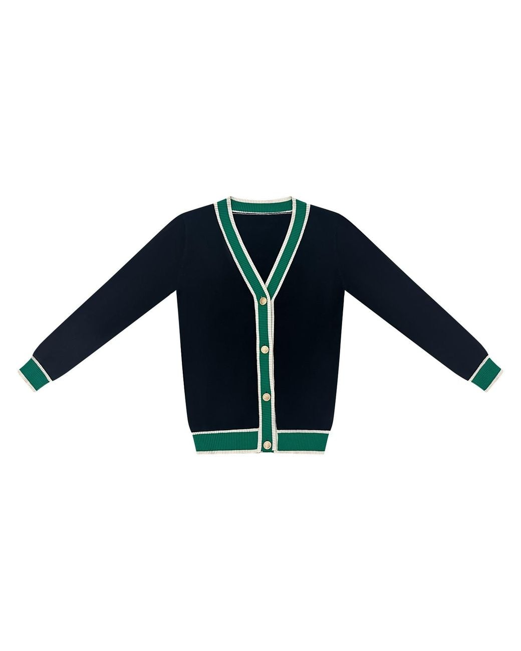Roch Perel Blue Trimmed V Neck Cardigan