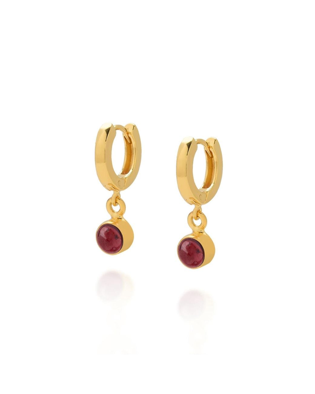 Nellou Jewellery Metallic Gem Hoop Birthstone Earrings January Plated Sterling
